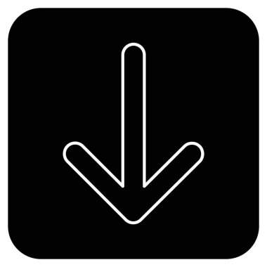 Düz aşağı ok vektör simgesi kare