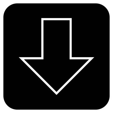 Düz aşağı ok vektör simgesi kare