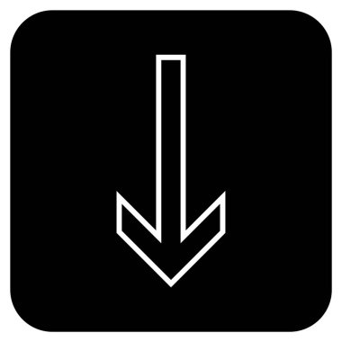 Düz aşağı ok vektör simgesi kare