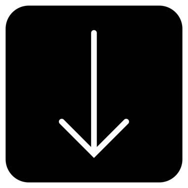 Düz aşağı ok vektör simgesi kare