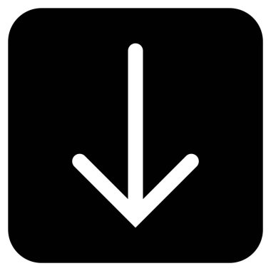Düz aşağı ok vektör simgesi kare