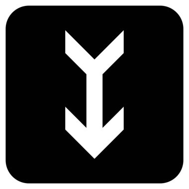 Düz aşağı ok vektör simgesi kare