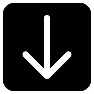 Düz aşağı ok vektör simgesi kare