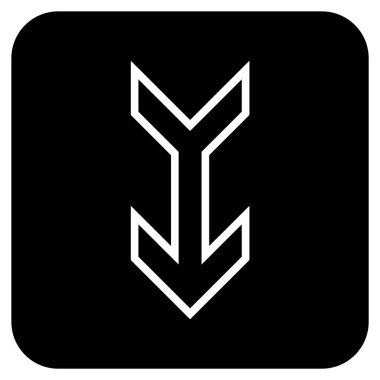 Düz aşağı ok vektör simgesi kare