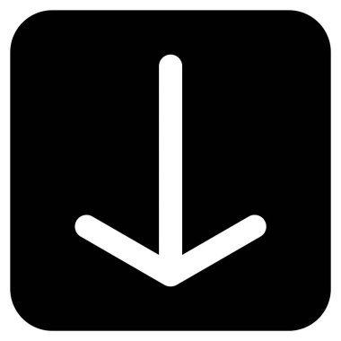 Düz aşağı ok vektör simgesi kare