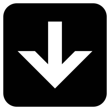 Düz aşağı ok vektör simgesi kare