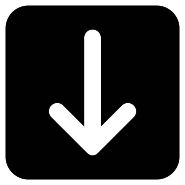 Düz aşağı ok vektör simgesi kare