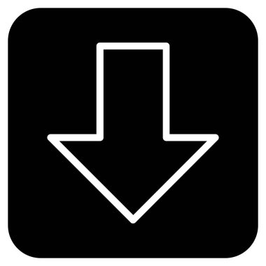 Düz aşağı ok vektör simgesi kare