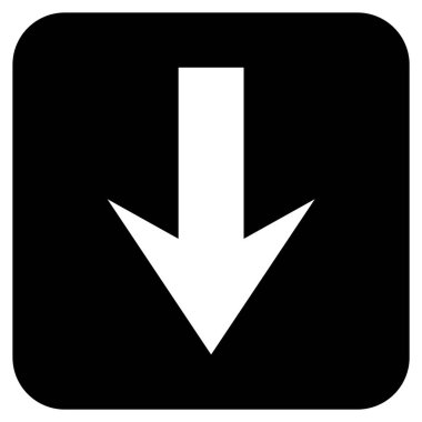 Düz aşağı ok vektör simgesi kare