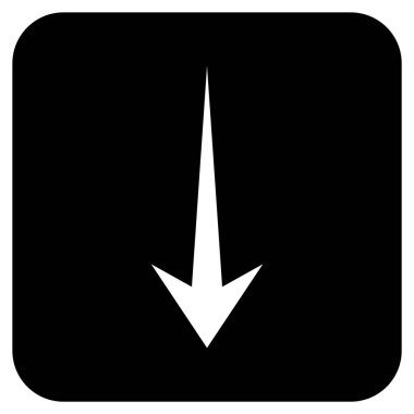 Düz aşağı ok vektör simgesi kare