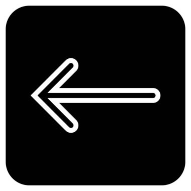 Düz sol ok vektör simgesi kare