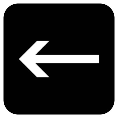 Düz sol ok vektör simgesi kare
