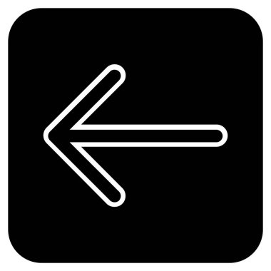 Düz sol ok vektör simgesi kare