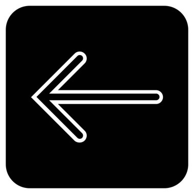 Düz sol ok vektör simgesi kare