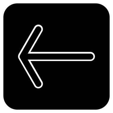 Düz sol ok vektör simgesi kare