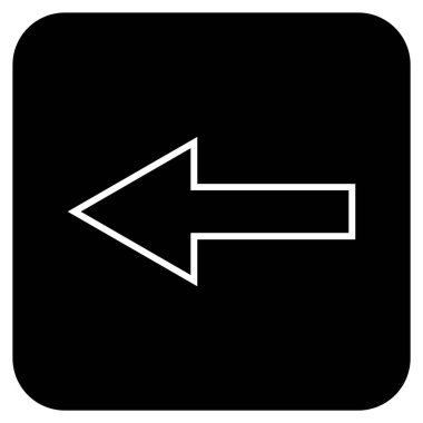 Düz sol ok vektör simgesi kare