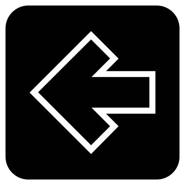 Düz sol ok vektör simgesi kare