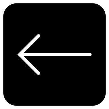 Düz sol ok vektör simgesi kare