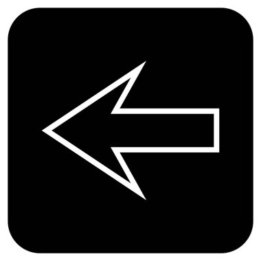 Düz sol ok vektör simgesi kare