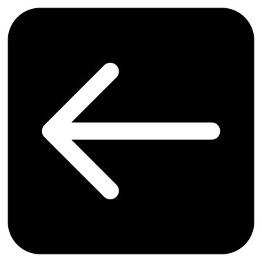 Düz sol ok vektör simgesi kare