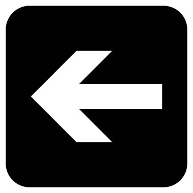 Düz sol ok vektör simgesi kare