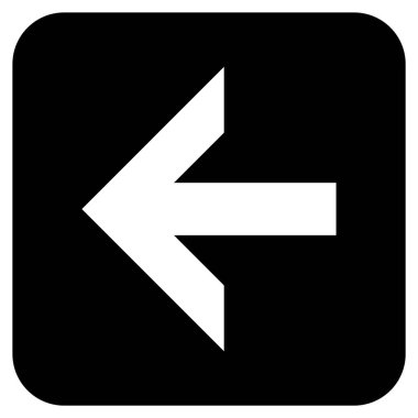 Düz sol ok vektör simgesi kare