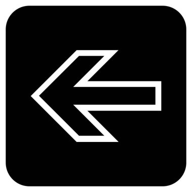 Düz sol ok vektör simgesi kare