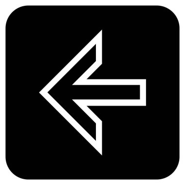 Düz sol ok vektör simgesi kare