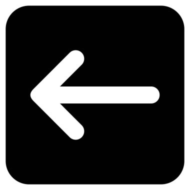 Düz sol ok vektör simgesi kare