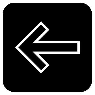 Düz sol ok vektör simgesi kare