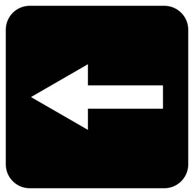 Düz sol ok vektör simgesi kare