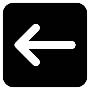 Düz sol ok vektör simgesi kare