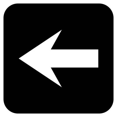 Düz sol ok vektör simgesi kare