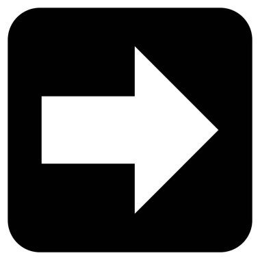 Ok sağ düz vektör simgesi kare