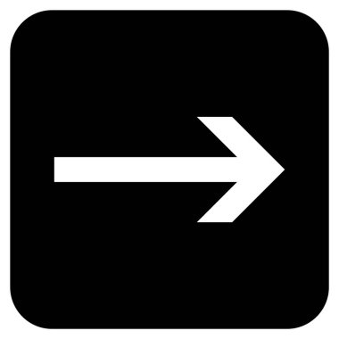 Ok sağ düz vektör simgesi kare