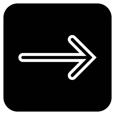 Ok sağ düz vektör simgesi kare