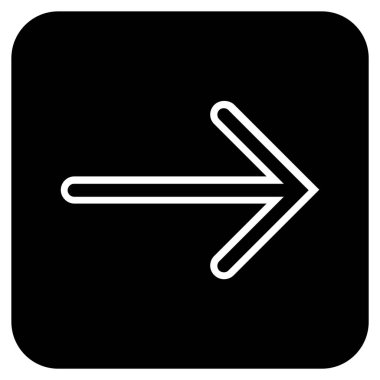 Ok sağ düz vektör simgesi kare