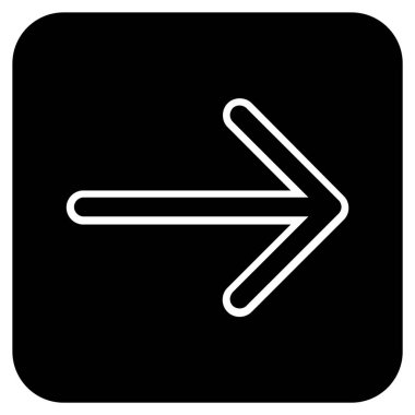 Ok sağ düz vektör simgesi kare