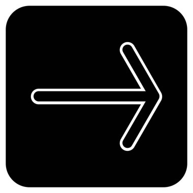 Ok sağ düz vektör simgesi kare