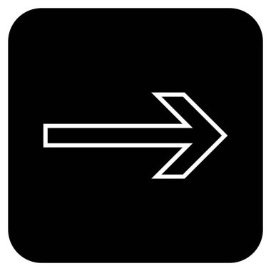 Ok sağ düz vektör simgesi kare