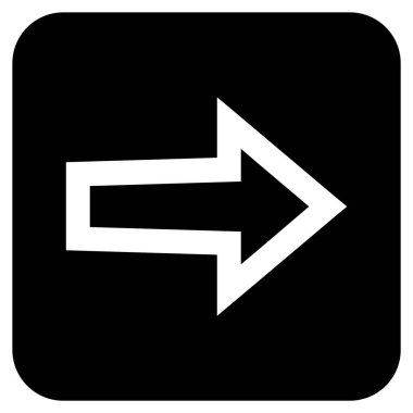 Ok sağ düz vektör simgesi kare