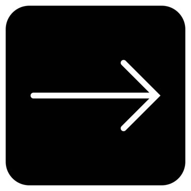 Ok sağ düz vektör simgesi kare