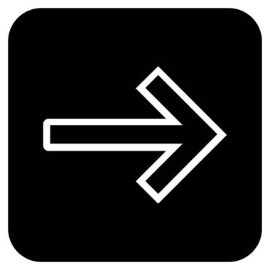 Ok sağ düz vektör simgesi kare