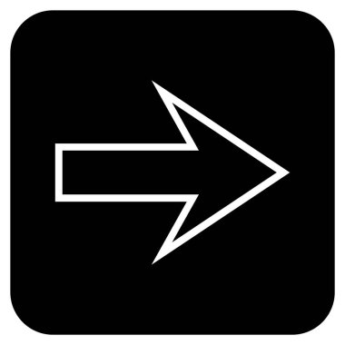 Ok sağ düz vektör simgesi kare