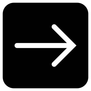 Ok sağ düz vektör simgesi kare