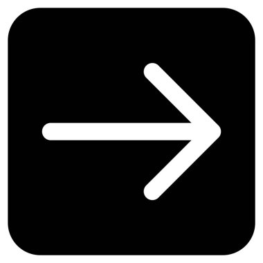 Ok sağ düz vektör simgesi kare