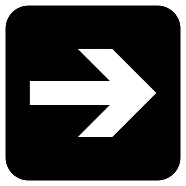 Ok sağ düz vektör simgesi kare