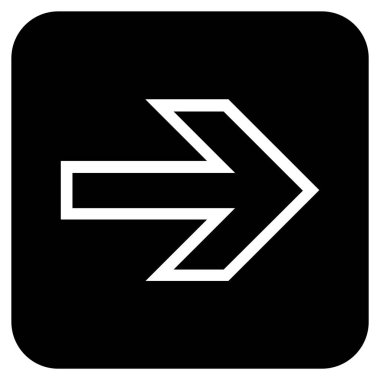 Ok sağ düz vektör simgesi kare