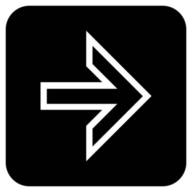 Ok sağ düz vektör simgesi kare