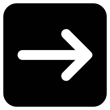 Ok sağ düz vektör simgesi kare